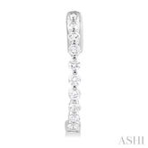 1 ctw Inside-Out Single Prong Set Round Cut Diamond Hoop Earrings in 14K White Gold